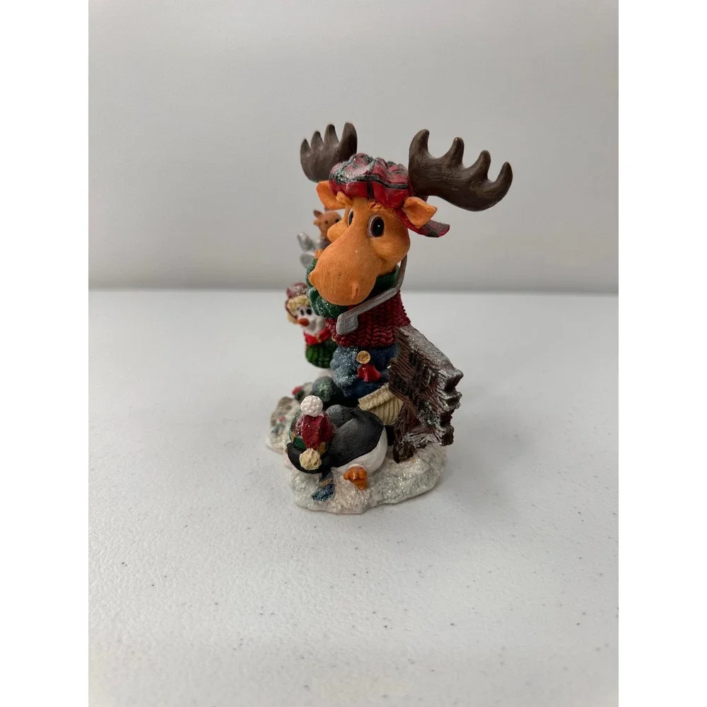 Ames Moose Golfing Figurine Christmas Holiday Decor Snowman Penguin Resin 4.5in